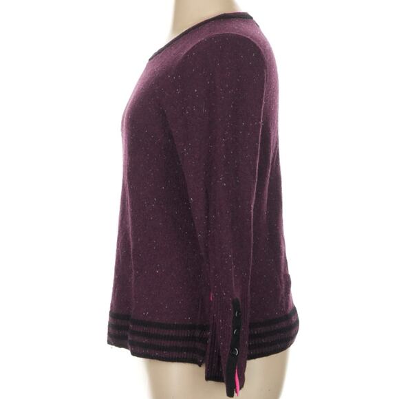 Lisa Todd Purple Speckled 100% Cashmere Crewneck Ringer Sweater XL - Picture 5 of 8